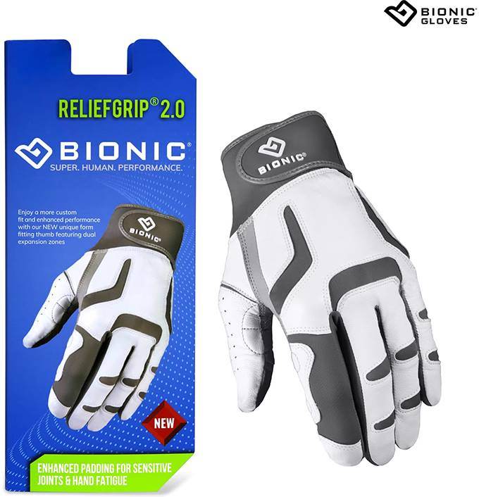 Reliefgrip 2.0 Gigt Herre Golfhandske Hvid Venstre Str. L fra Bionic