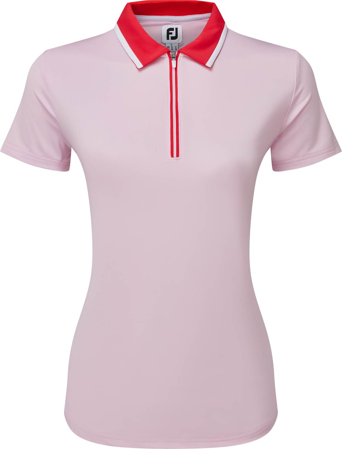 Colour Block Cap Sleeve Dame Poloshirt   Pink Red   Str. L fra Footjoy