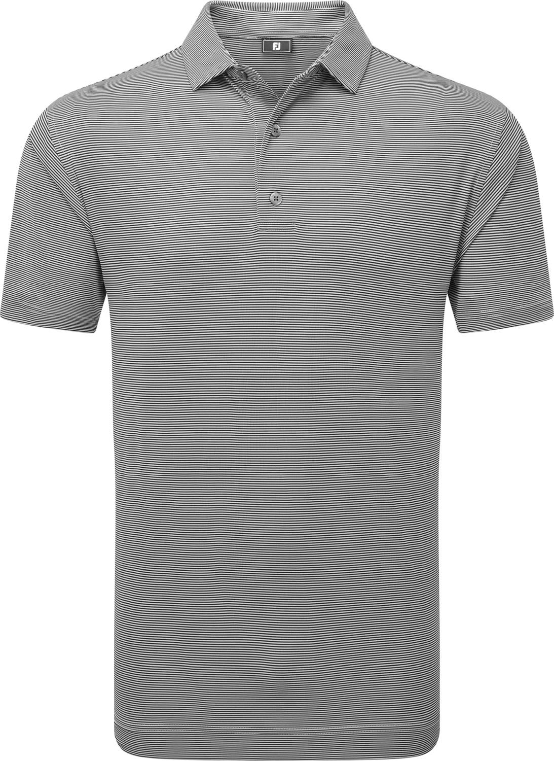 Micro Feeder Stripe Lisle Herre Poloshirt Black Grey Str. L fra Footjoy