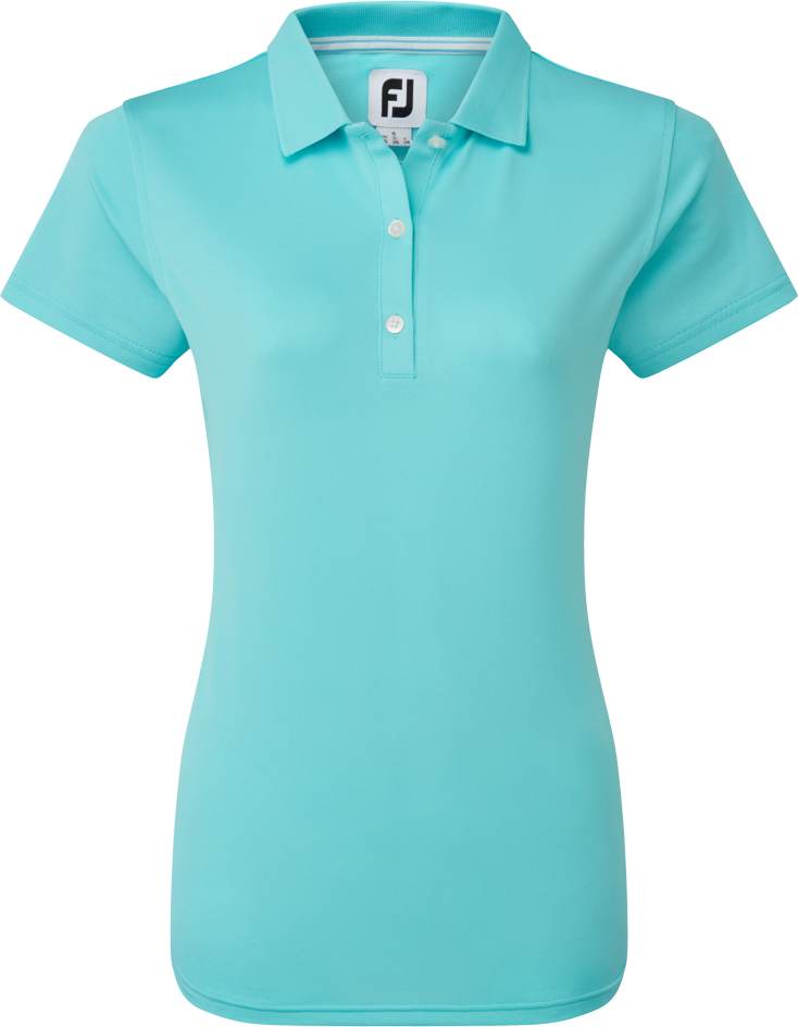 Stretch Pique Solid Dame Poloshirt Aqua Str. L fra Footjoy