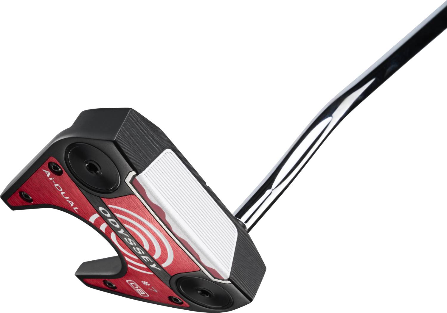 Ai Dual Seven Double Bend Neck Putter   Black   Højre   Str. 33"     Ai Dual Pistol (2026) Midsize Hvid Sort fra Odyssey