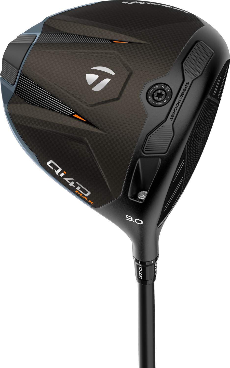 Qi4d Max Herre Driver Black Navy Orange Højre 9.0° Mitsubishi Chemical Reax Blue Mr 50 Regular Grafit fra Taylormade