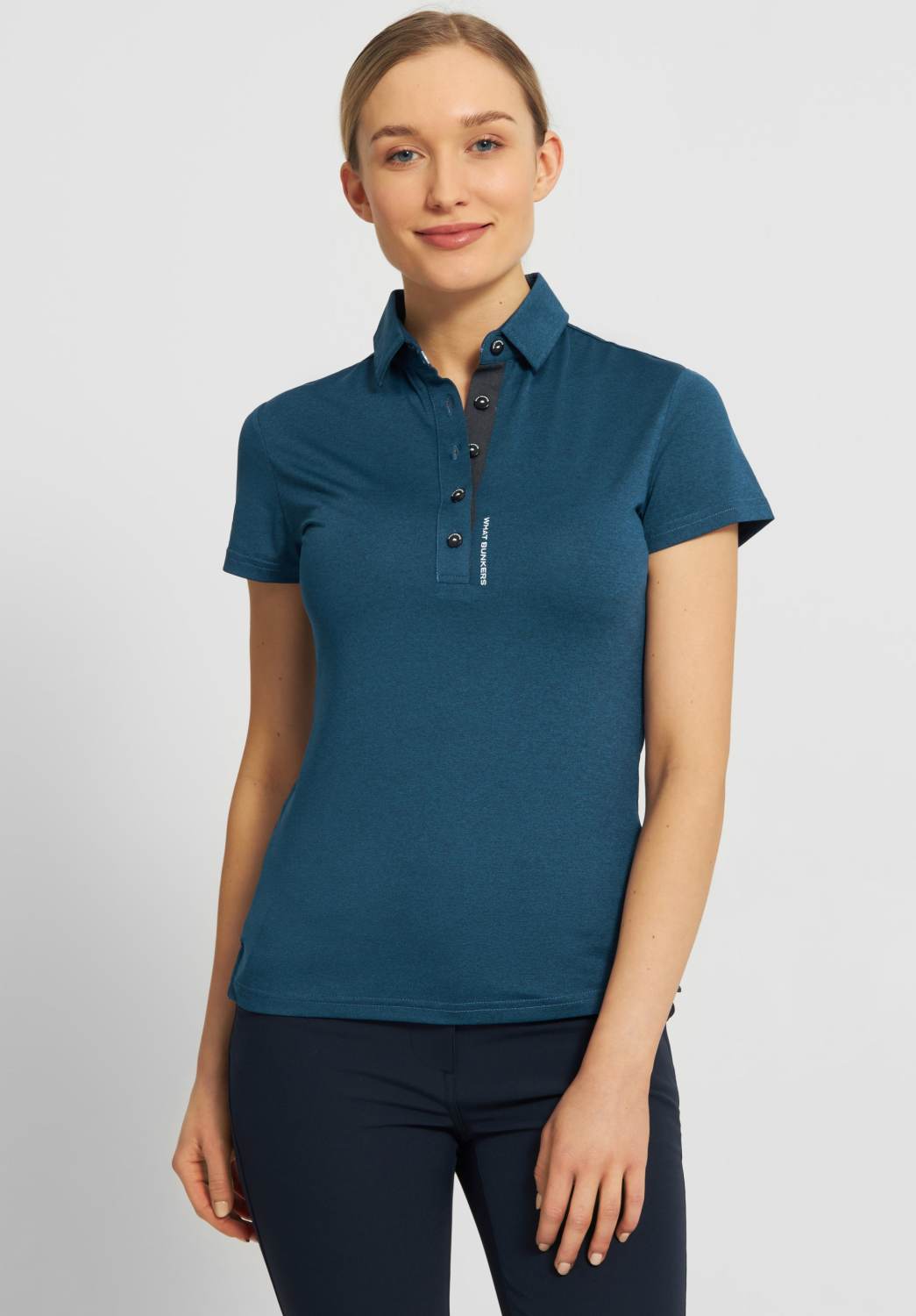 Jane Dame Poloshirt Blue Str. X fra What Bunkers
