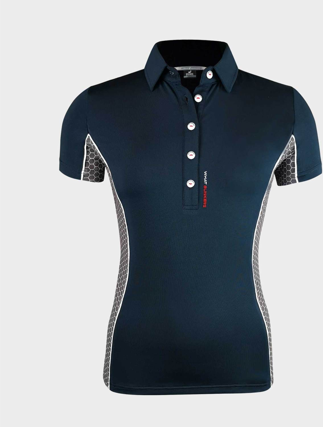 Kathrina Dame Poloshirt Navy Str. X fra What Bunkers