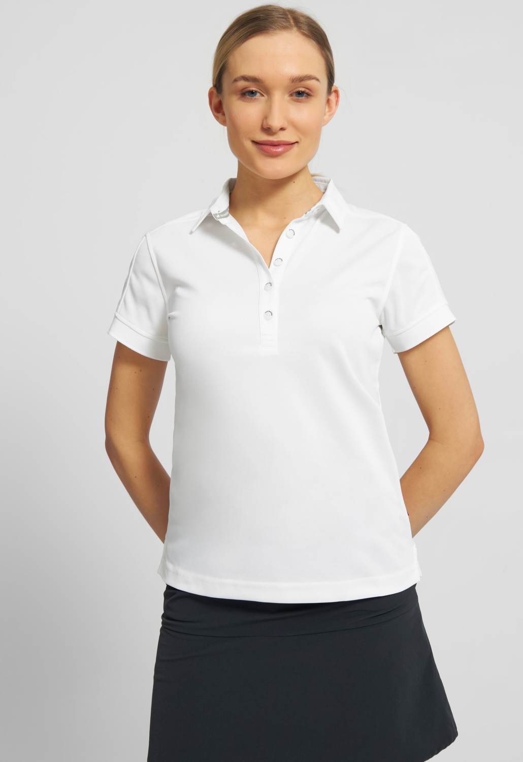 Mary Dame Poloshirt White Str. X fra What Bunkers