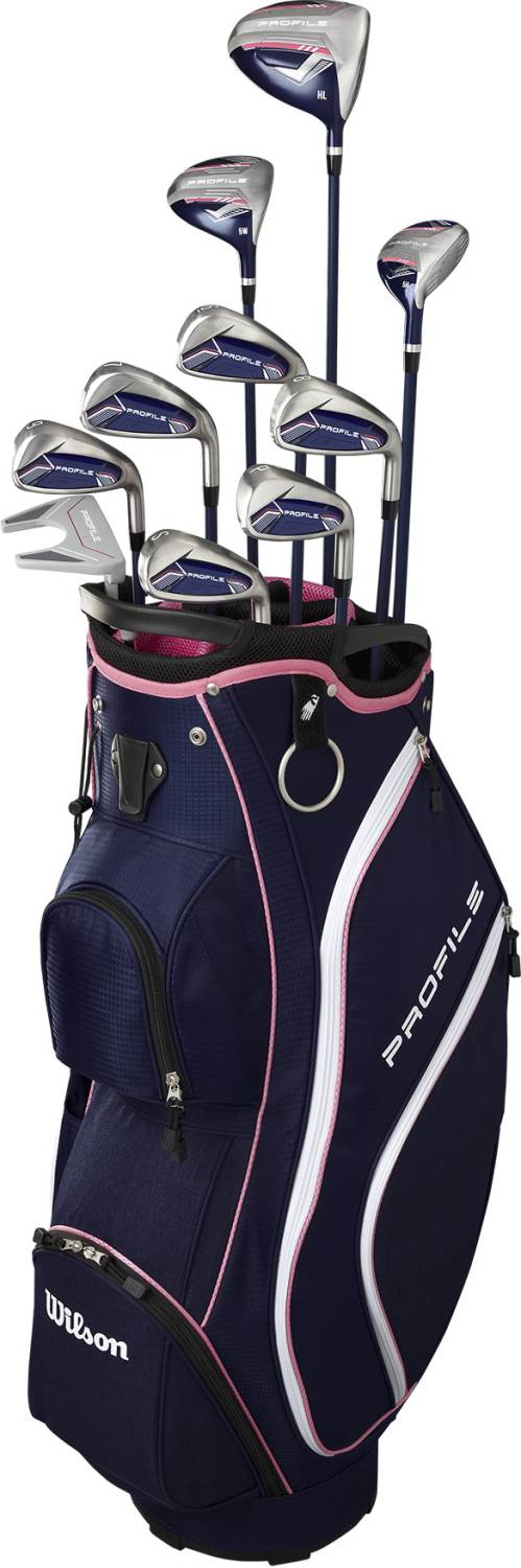 Profile Dame Golfsæt Navy Rose Gold Silver Højre Dr, Fw, Hy, 6 9, Pw, Sw, Putter Profile Dame Grafit fra Wilson