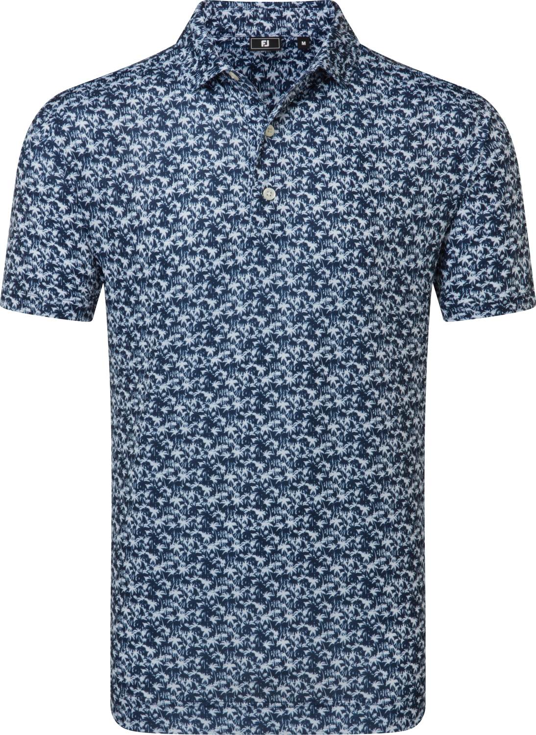Hidden Palm Print Lisle Herre Poloshirt Navy White Str. Xx fra Footjoy