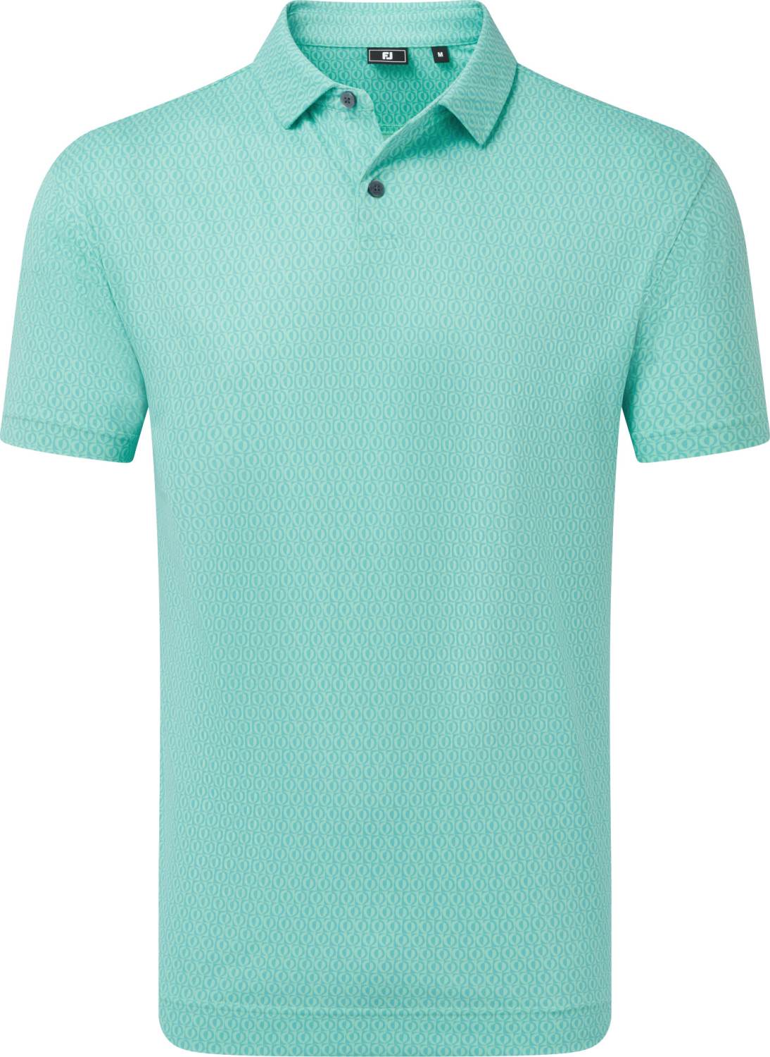Modernist Geo Pique Herre Poloshirt Seaglass Str. L fra Footjoy
