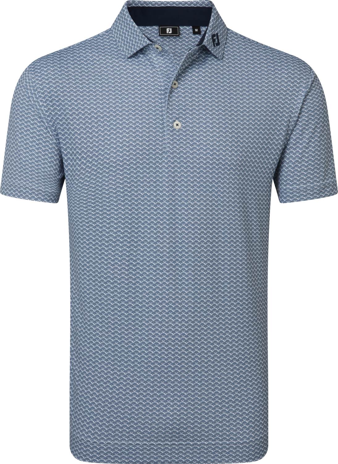 Scallop Geo Pique Herre Poloshirt Navy Str. Xx fra Footjoy