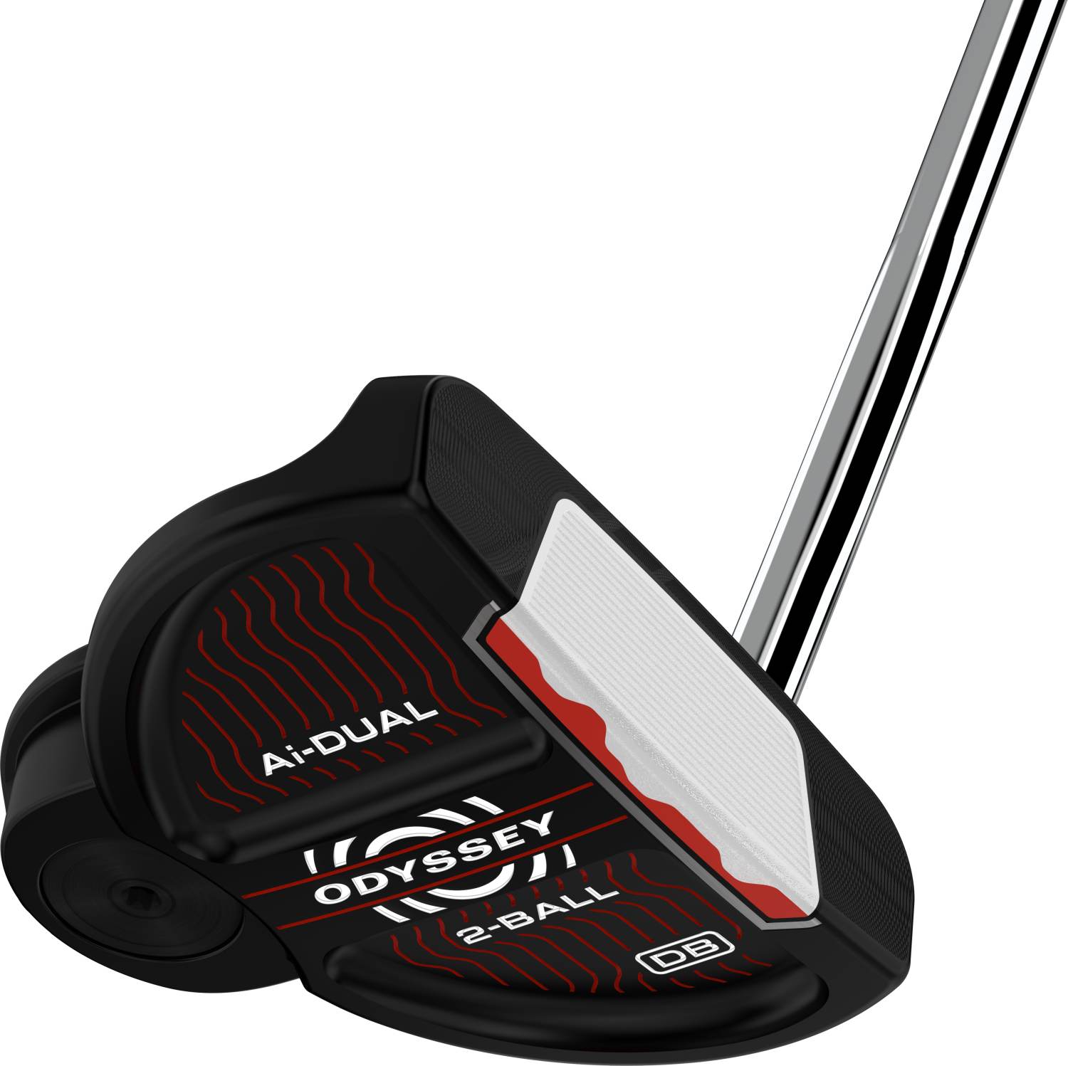 Ai Dual 2 Ball Double Bend Neck Putter   Black   Højre   Str. 34"     Ai Dual Pistol (2026) Midsize Hvid Sort fra Odyssey