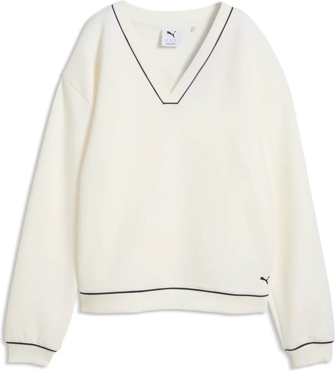 Cloudspun Fleece V Neck Dame Pullover Warm White Str. L fra Puma
