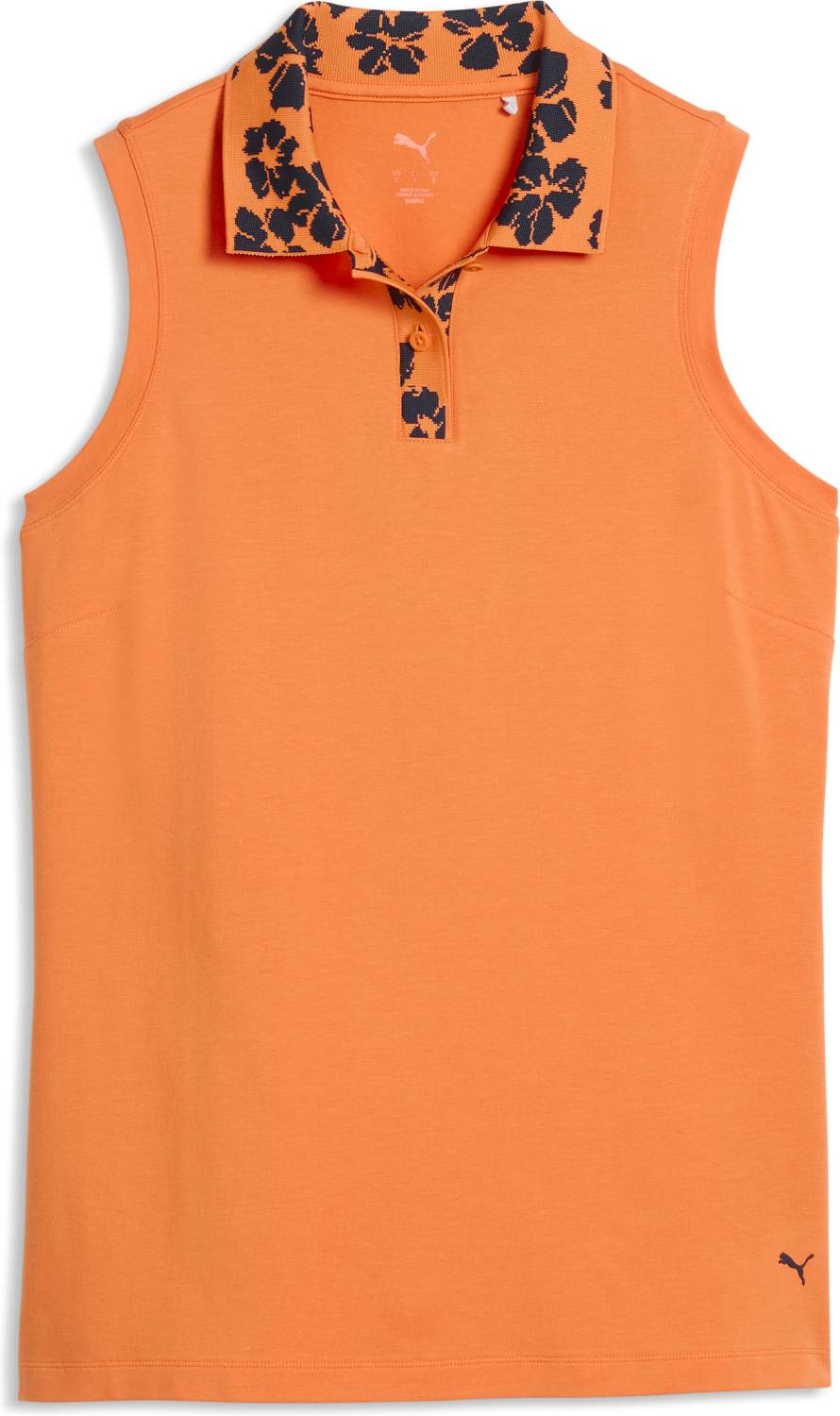 Modalon Floral Rib Sl Dame Poloshirt Uden ærmer Melon Glow Deep Navy Str. L fra Puma