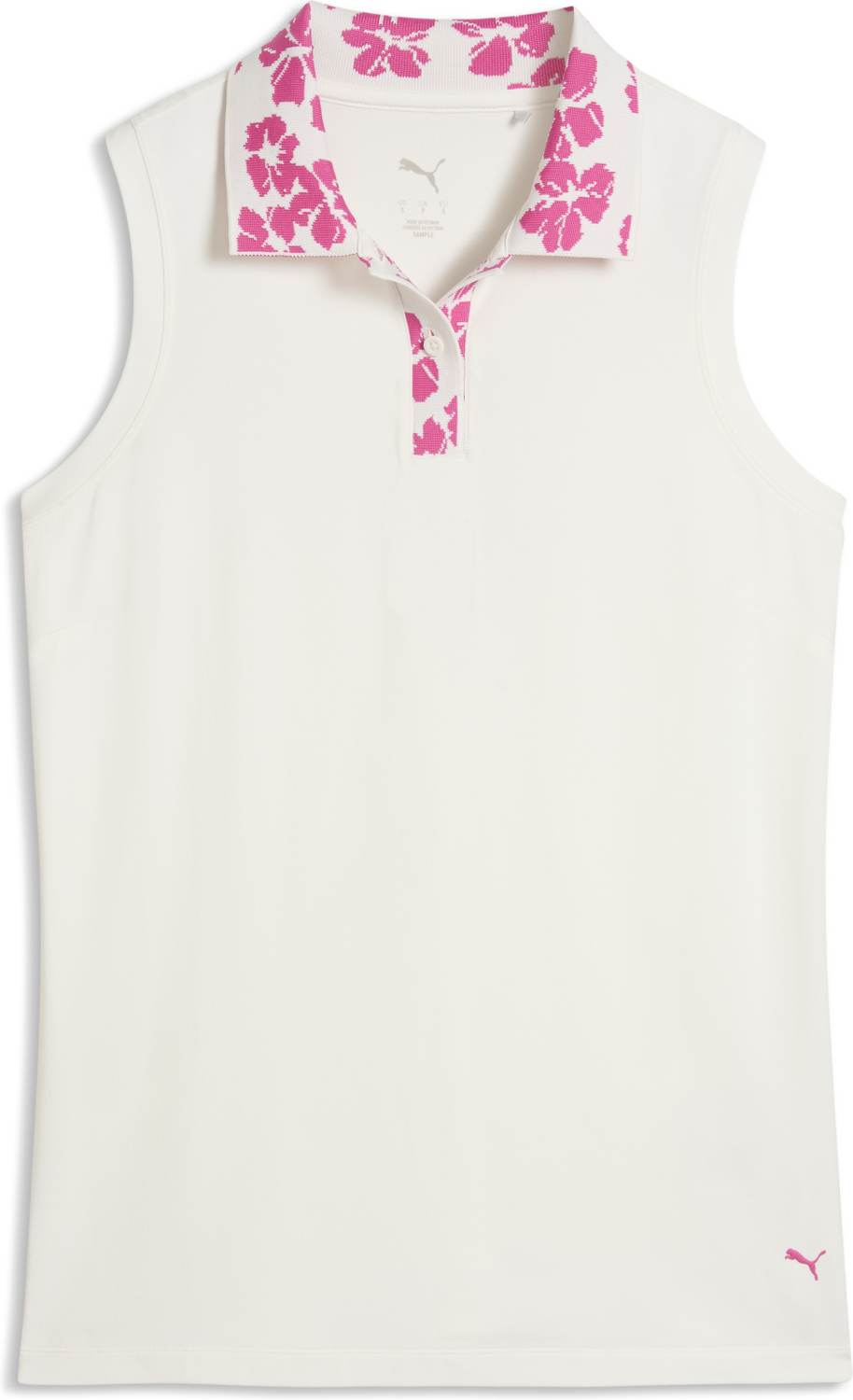 Modalon Floral Rib Sl Dame Poloshirt Uden ærmer Warm White Pink Opal Str. L fra Puma