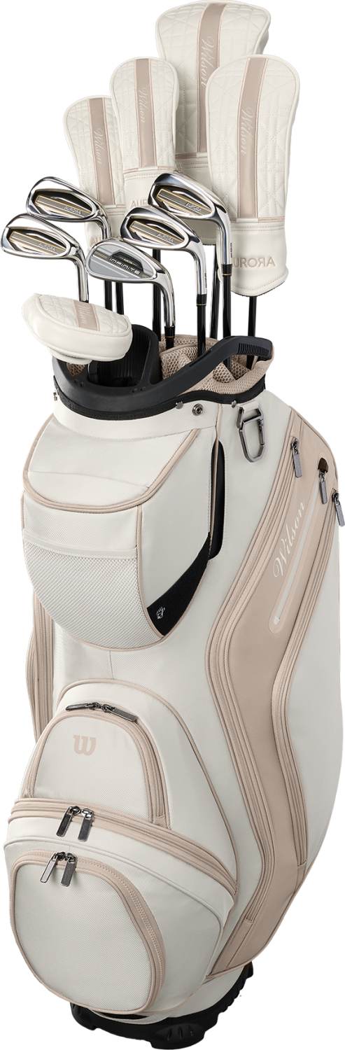 Aurora Dame Golfsæt Off White Beige Højre Dr, Fw5, Hy5, Hy6, 7 9, Pw, Sw, Putter Aurora Dame Grafit fra Wilson